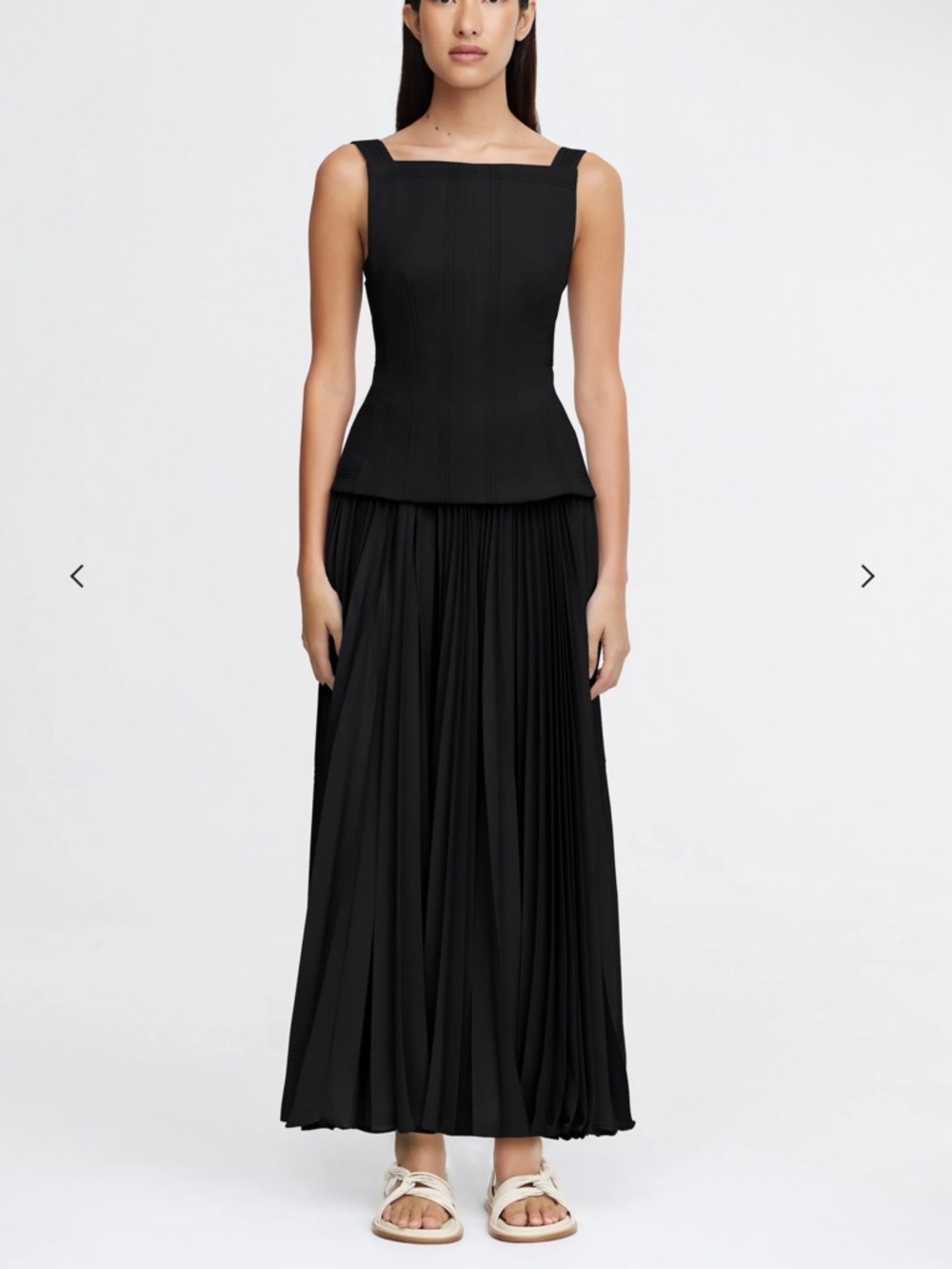 Acler Hollinshill Black Pleated Mixed Media Capsule Minimalistic Maxi Dress
